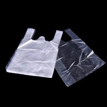 

52pcs/lot 20*30cm Supermarket Plastic Bags With Handle Transparent Bags Shopping Bag Food Packaging Wholesale