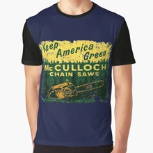 Все над печатью 3D Футболка мужская смешная футболка McCulloch бензопилы США графическая футболка