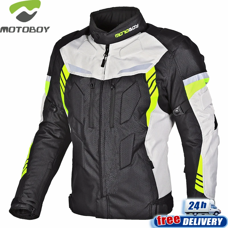 MOTOBOY Men Motorcycle Off-Road Racing Jacket Protective Rainproof CE Armor Coat
