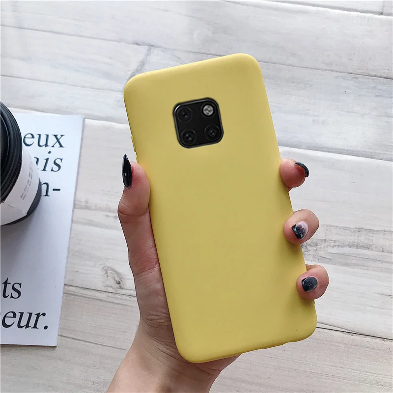 matte silicone phone case on for huawei mate 10 lite 20 lite mate20 mate10 lite 9 pro mate 30 candy color soft tpu back cover - Цвет: yellow