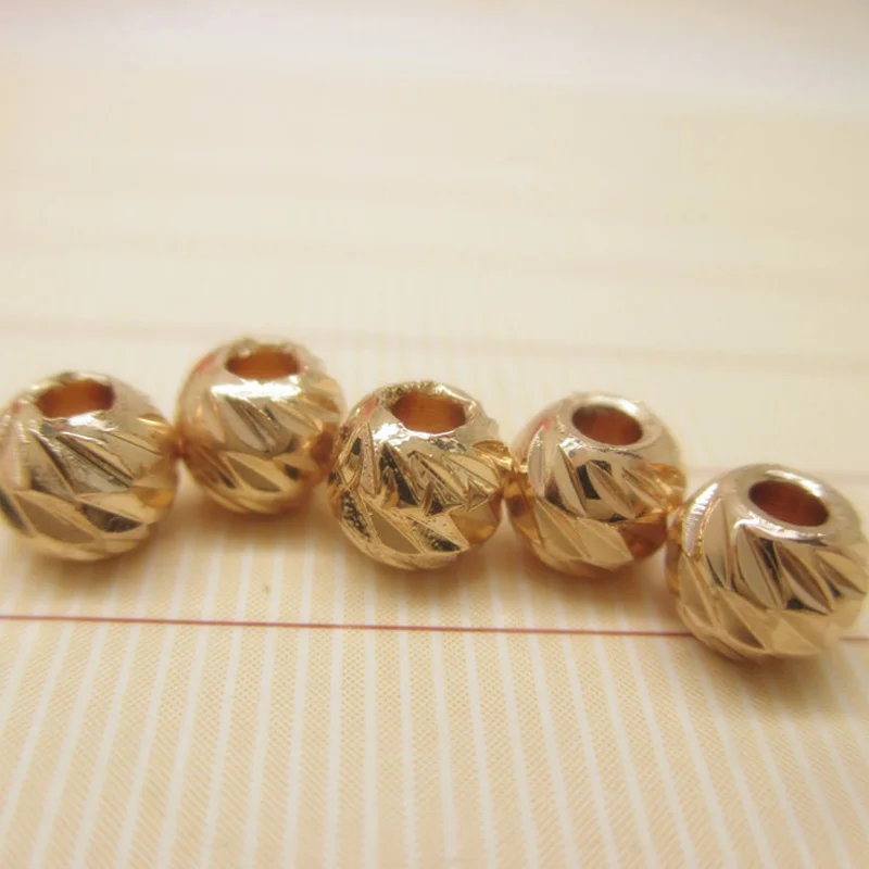 Champagne Gold filled Beads carved round gold color spacer beads 5mm
