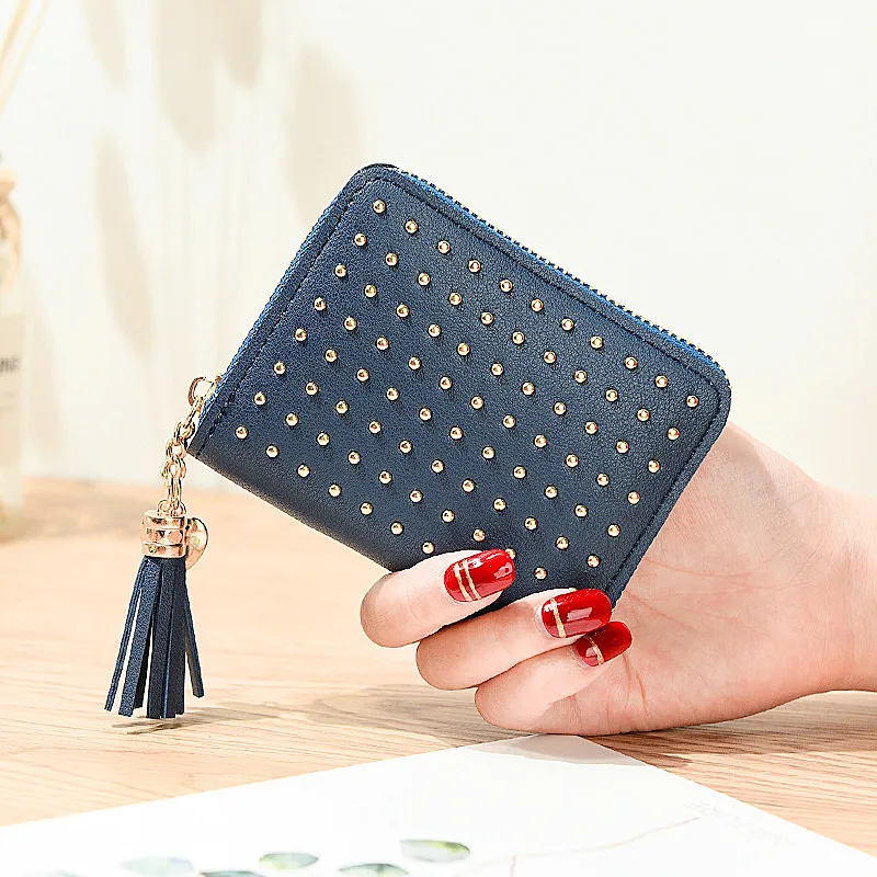 

Women's small wallet fashion new Korean version of the cute rivet card package organ card wallet zero retro wallet mini 227
