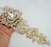 Broche pour mariée, 8.11 pouces, broche de luxe en Rose, feuilles de fleurs, beaucoup de strass, cristal, bijoux de mariage, à la mode ► Photo 1/5