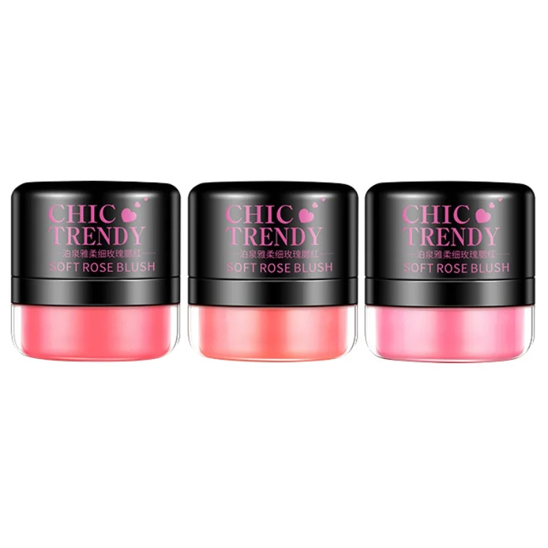 1Pc Natural Blush Cheek Face Blusher Texture Baked Blush Face Base 3 Colors Mineral Blusher Air Cushion Blush Makeup