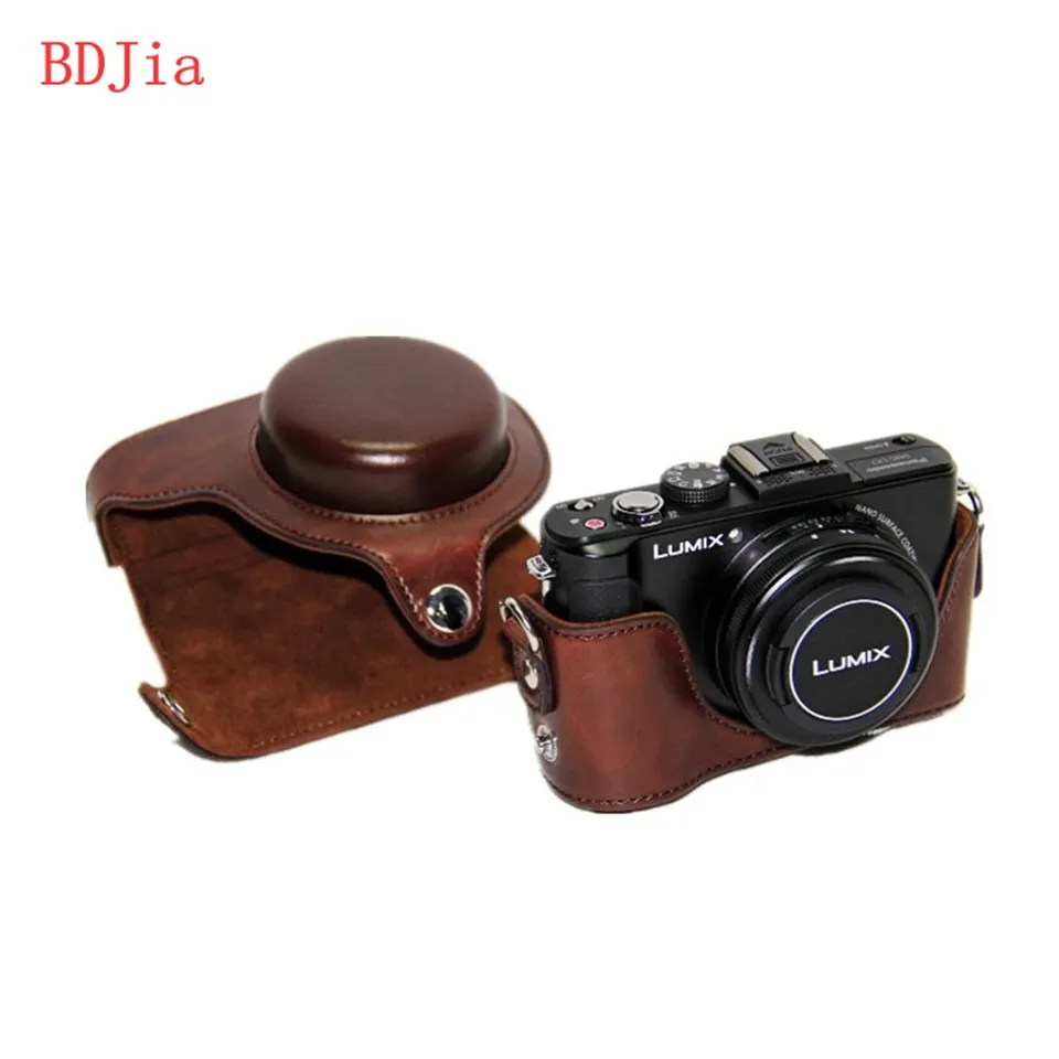 Кожаный чехол для камеры, сумка для камеры Panasonic Lumix DMC-LX7 LX7 LX5 LX5 LX5 с ремешком в 3 цветах - Цвет: Coffee