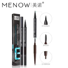 Menow multi-fuction 3 в 1 карандаш для глаз+ карандаш для бровей+ кисть Водонепроницаемая длинная подводка для глаз Карандаш Черный Коричневый MN067