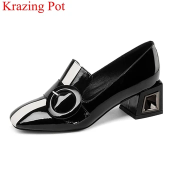 

2019 superstar large size slip on mixed colors office lady high heels women pumps square toe elegant concise autumn shoes L12