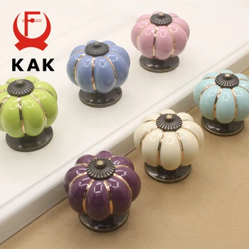 

KAK Ceramic Drawer Knobs 40mm Cabinet Pulls Kitchen Handles Cartoon Pumpkin Furniture Handle for Kids Room Furniture Hardware