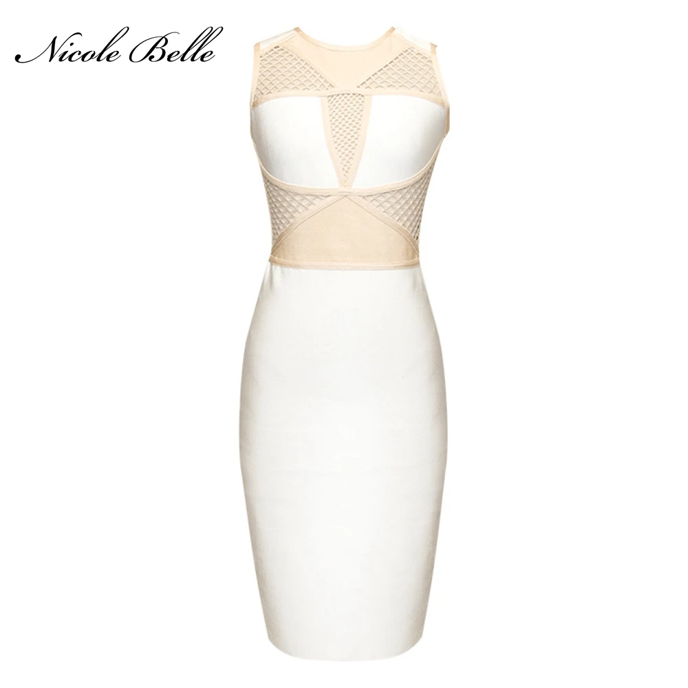 НИКОЛЬ BELLE2017 новый женский sexy dress белая повязка и абрикос о образным вырезом сетки