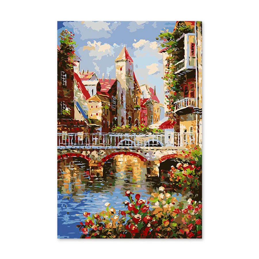 City impression coloring reflection digital painting decorative painted his magic castle | Дом и сад