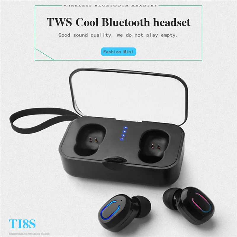 TI8S Bluetooth 5,0 наушники Беспроводной наушники TWS Bluetooth наушники мини Erabuds 3D стерео гарнитура с микрофоном зарядным устройст