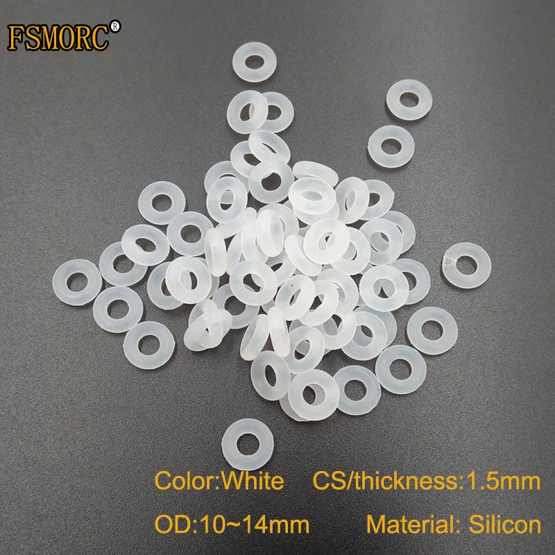 white and red silicon o-rings 1.5mm Thickness OD 10 10.5 11 11.5 12 12.5 13 13.5 14mm Food Grade Seals gasket no poison o ring |