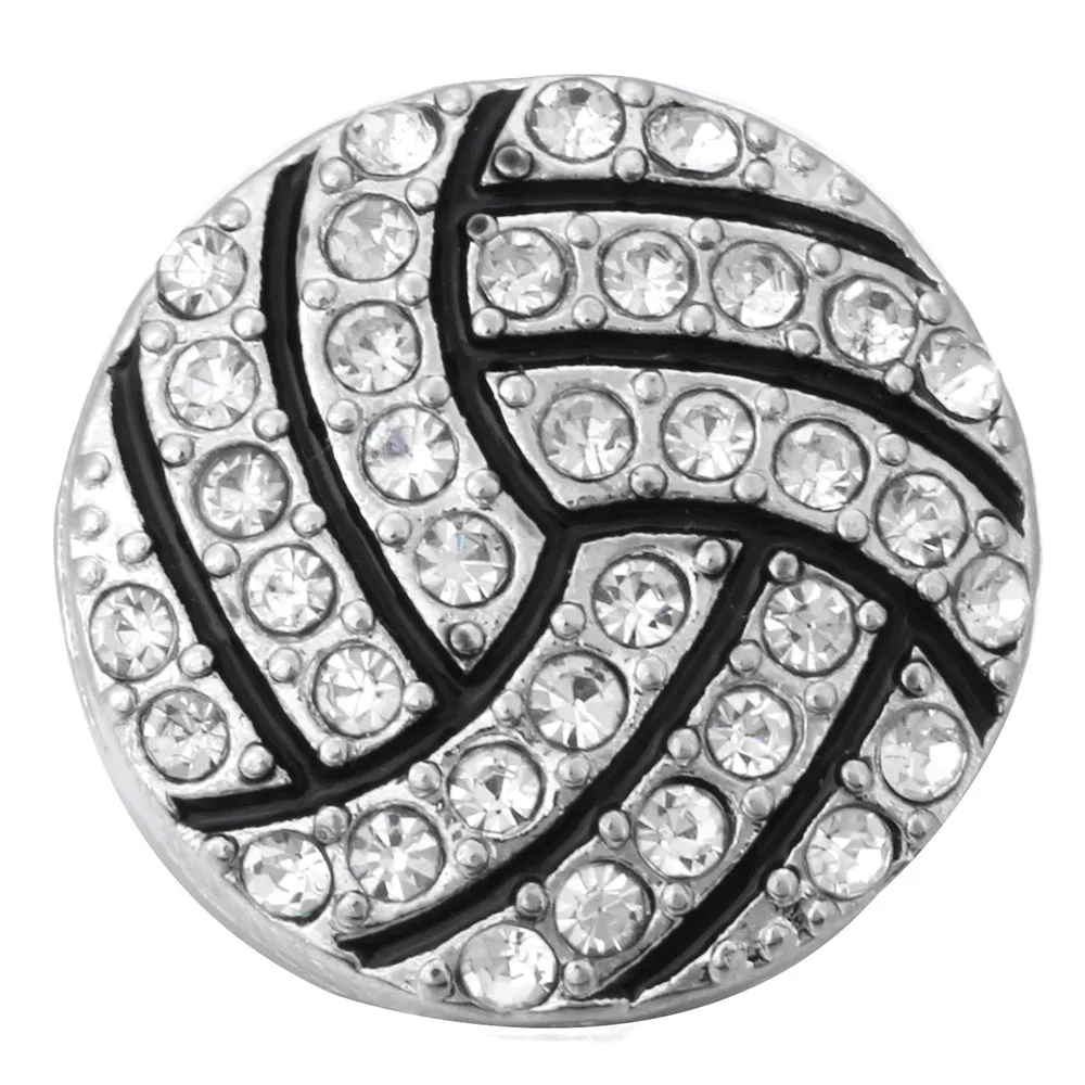 

10pcs/lot High Quality Snap Button Jewelry Rhinestone Volleyball Snap Button Fit DIY 18mm Snap Bracelet Bangle Accessories
