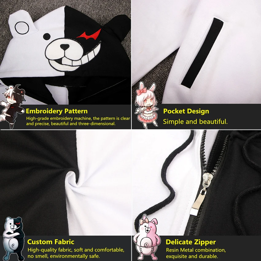 Куртка с рисунком из аниме Danganronpa Косплей Монокума костюм плюшевые унисекс