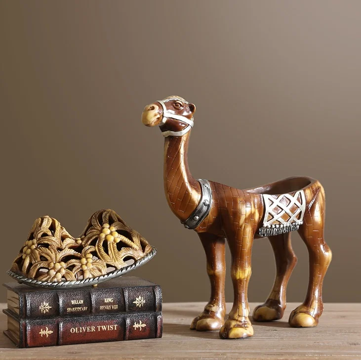 Верблюжья скульптура Ювелирная шкатулка декоративные резиновые пустынные животные шкатулка настольная искусство и ремесло подарок орнамент аксессуары