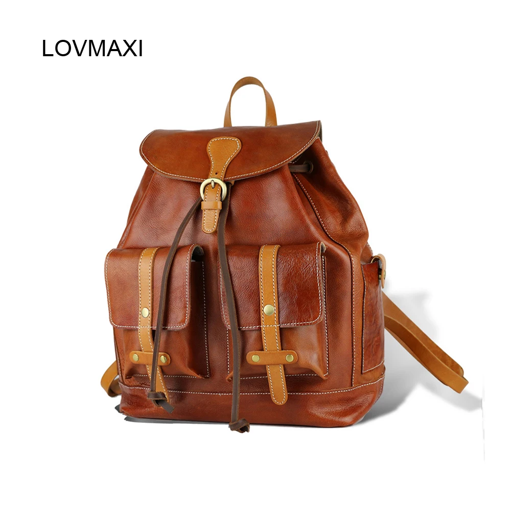 

LOVMAXI 2017 Russia Style man's Genuine leather backpacks retro Vintage leather man bags business bag High quality Male