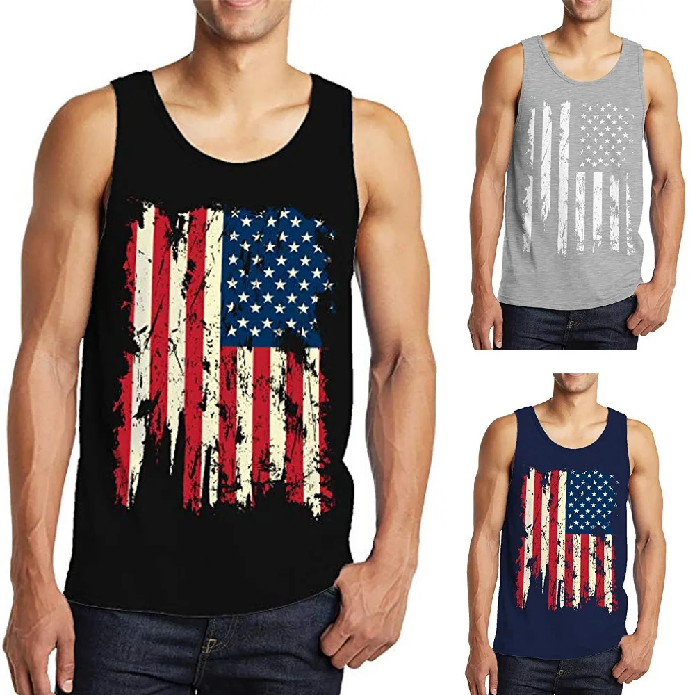 

OA Men's Vintage American Flag Workout Stringer Bodybuilding Tank Top Muscle Fit