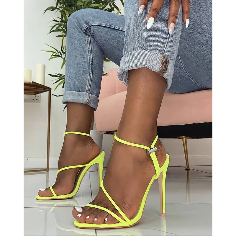 

2019 New Fashion Sandals Ankle Strap Cross-Strap Woman Sandals 12CM High Heels Narrow Band Slip-On Sandals Dress Pumps