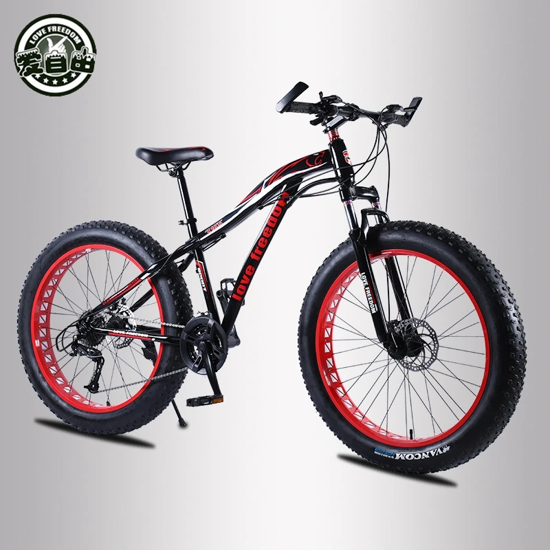 Sale Love Freedom Mountain bike 26 * 4.0 Fat Tire bicycle 21/24/27 Speed Locking shock absorber Bicycle Free Delivery Snow Bike 0