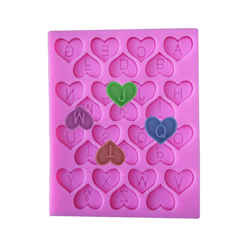 

Love Alphabet Chocolate Heart-shaped Cake Decoration Mold Silicone Forms Fondant Diy Baking For Kitchen scale Accessories