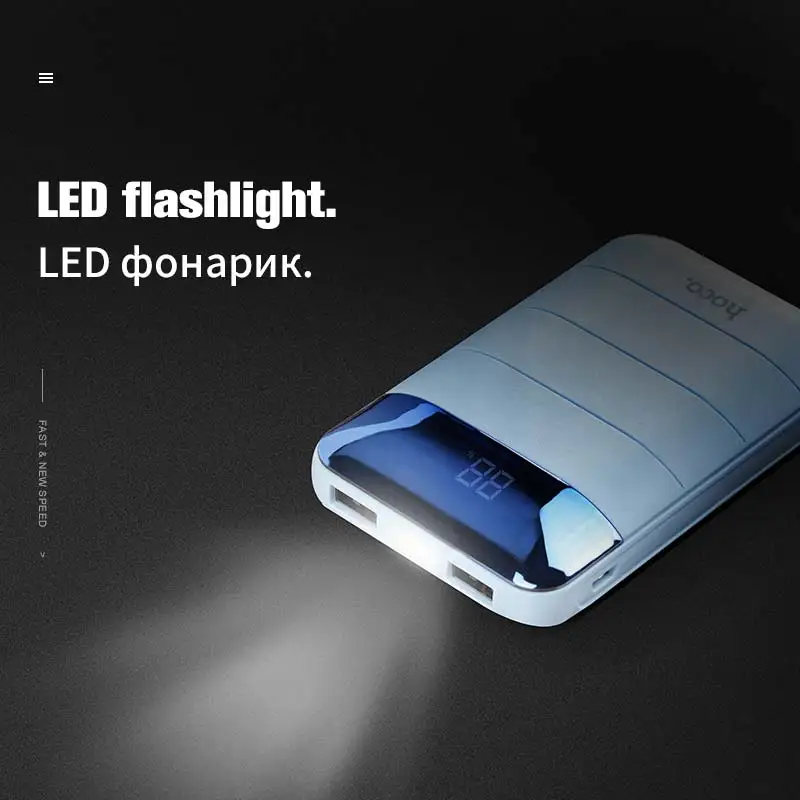 HOCO Power Bank 10000mAh Mini Dual USB LED Display Polymer External Battery Portable Charger Powerbank For iphone Xiaomi