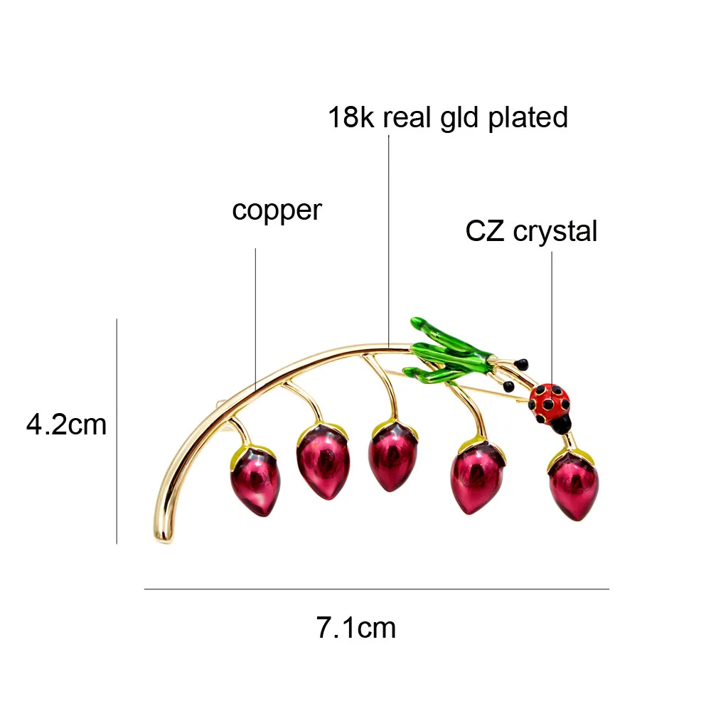 Женское украшение в виде веточки с ягодами, божьей коровкой и кузнечиком CINDY XIANG, яркое украшение отличного качества с эмалью на рубашку, футболку, аксессуар для детей, женщин