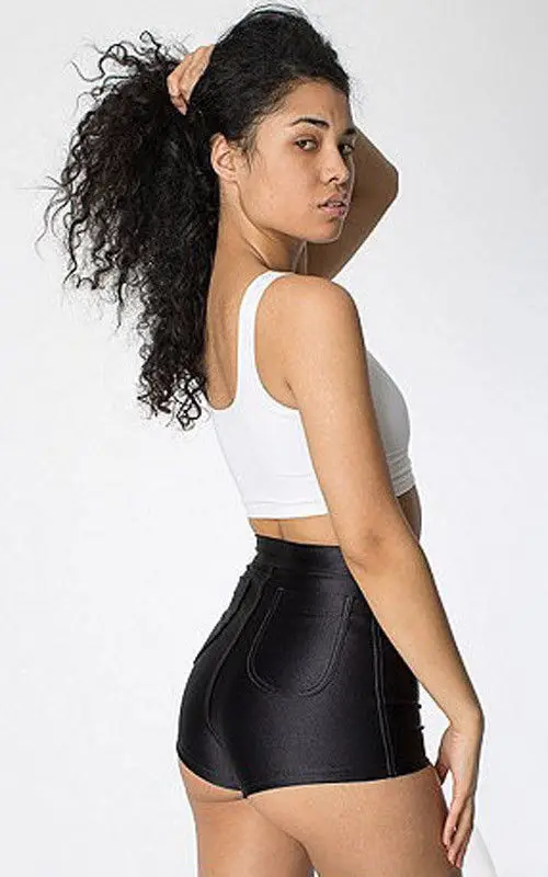 Hirigin Новое поступление женские шорты с высокой талией в американском стиле - Цвет: Черный