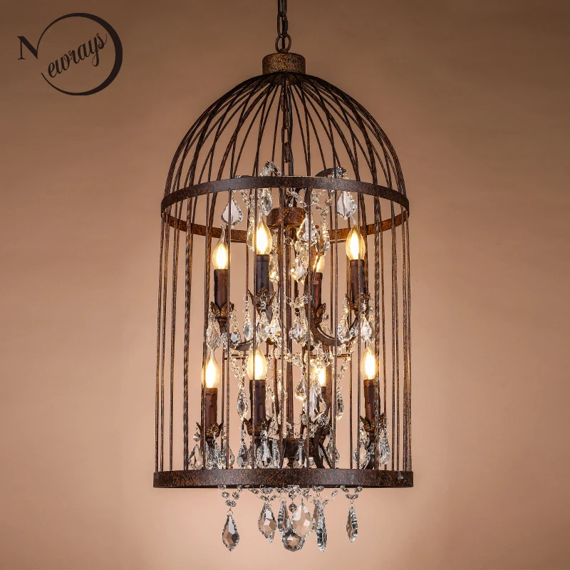 Retro Black Rust Iron Birdcage Style Chandeliers E14 Rust Iron Birdcage Style Chandeliers