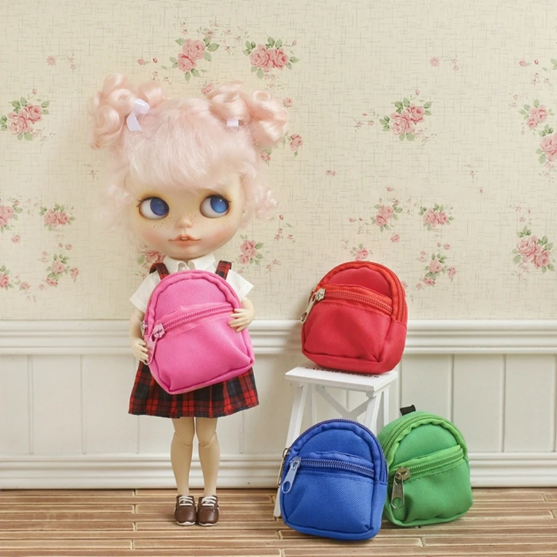 

Free shipping 1/6 fashion Doll Knapsack Bag Accessories backpack For blyth doll bag BJD 1/6 doll accessories for barbie Doll