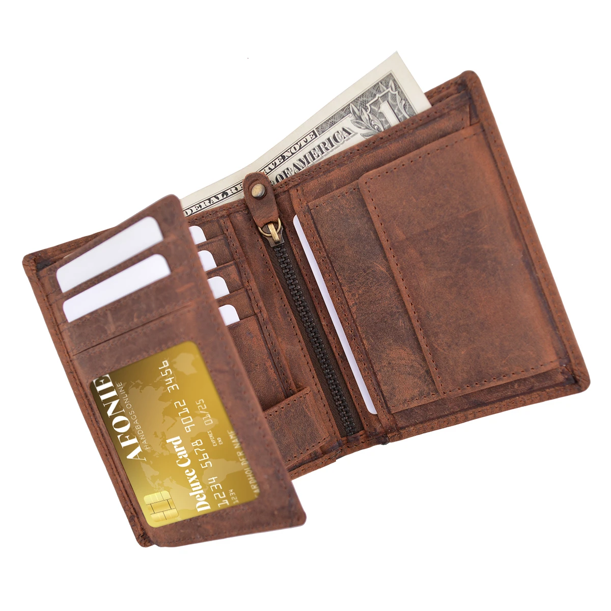 AFONiE Distressed RFID Blocking European Style Wallet