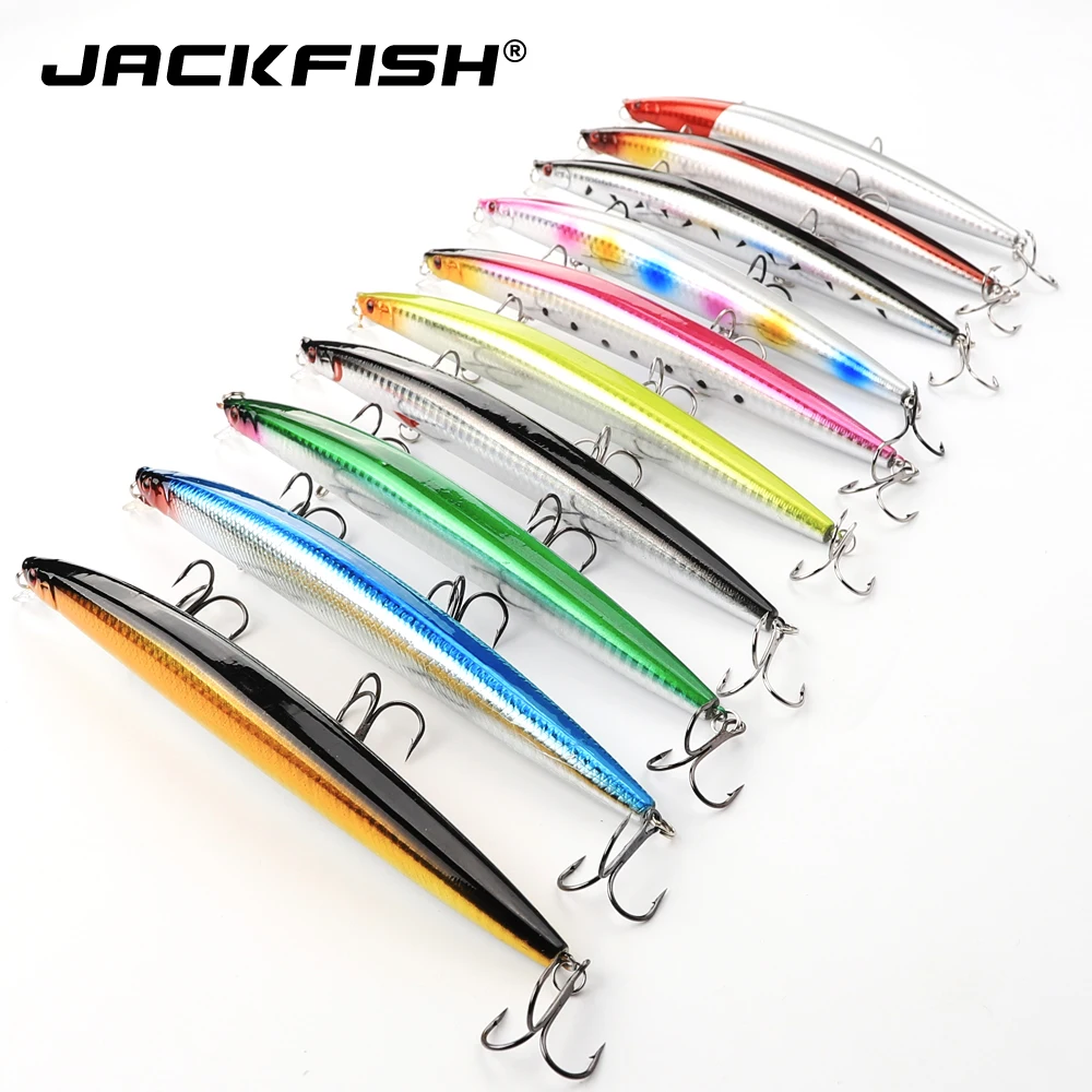 

JACKFISH 3D eye Fishing lure Large Size 180mm/25G 10pcs/lot hard bait artificial baits Laser painting minnow wobbler pesca