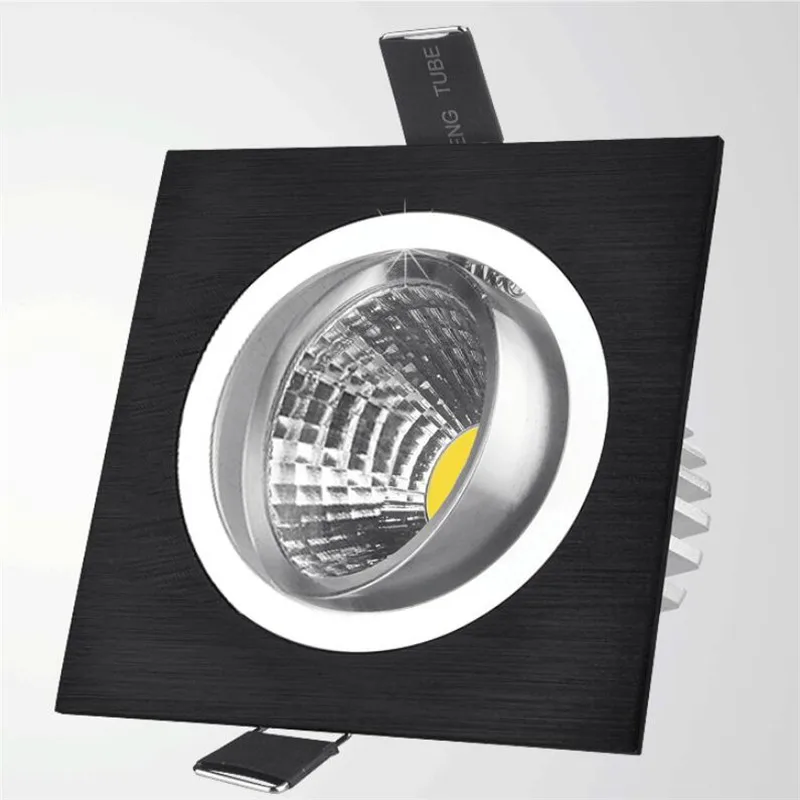 

High Power 10W Silver shell/Black shell Square Dimmable COB LED downlight/led recessed ceiling down light lamp AC85-265V