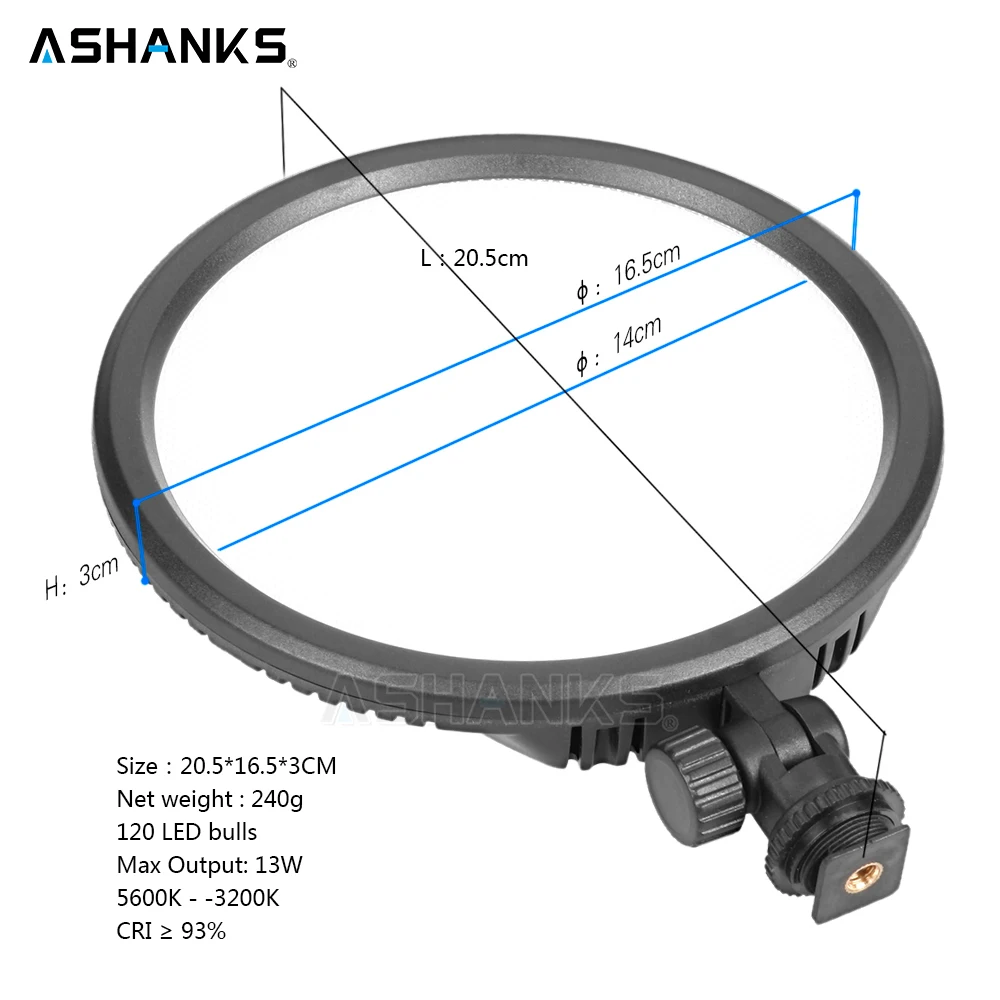 ASHANKS, светодиодный светильник для фотосъемки, ультра тонкий ЖК-дисплей, диммер 3200/5600K DSLR, студийный светильник, лампа, панель для камеры DV видеокамеры