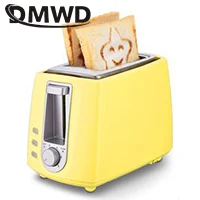 DWMD электрический тостер из нержавеющей стали Бытовая Автоматическая выпечка хлебопечка машина для завтрака тост Сэндвич Гриль духовка 2 ломтика - Цвет: Цвет: желтый