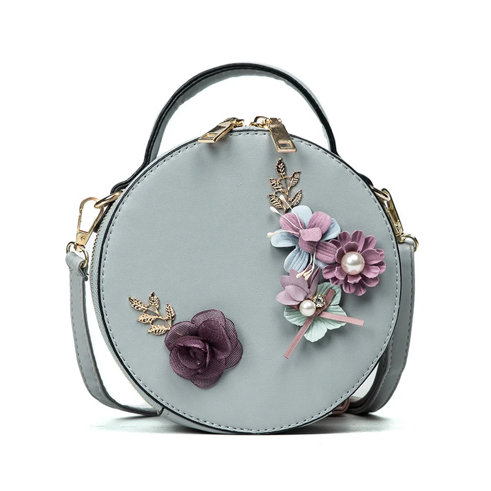 

Female bag 2018 new flower decoration mini bag Korean version of the trend round crossbody bag shoulder small round bag