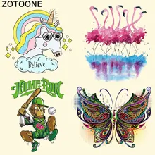 ZOTOONE нашивка единорога с фламинго, нашивка с утюгом для передачи тепла, нашивка для детской одежды, мультяшная нашивка в полоску, аппликация на футболку, стикер на заказ