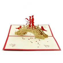 Горячая Распродажа бумажное ремесло ручной работы 3D всплывающие поздравительные открытки для Святого Валентина, влюбленных, пар счастливый юбилей подарки(сорока мост да