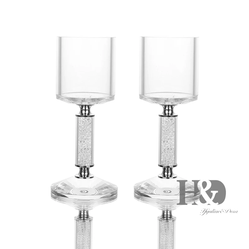 

H&D Votive Tealight Crystal Candle Holder-Table Centerpiece with Rhinestones for Wedding Home Decor,8.3inch