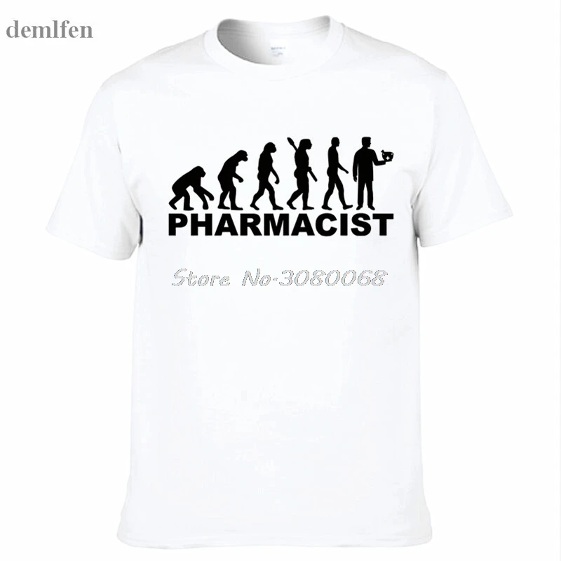Принт повседневное модные для мужчин футболка Новинка Эволюция аптекарь дизайн футболка подарок для папы мужские футболки Прохладный футболк