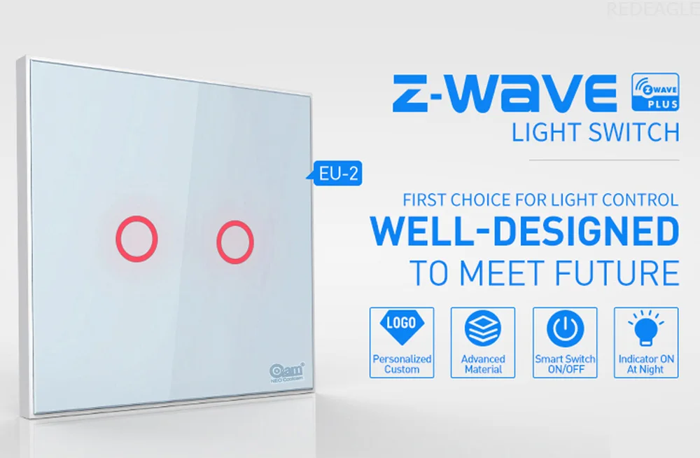 ЕС версия Z-wave Plus настенный светильник переключатель 2CH 2 банды домашней автоматизации ZWave беспроводной умный пульт дистанционного управления светильник переключатель