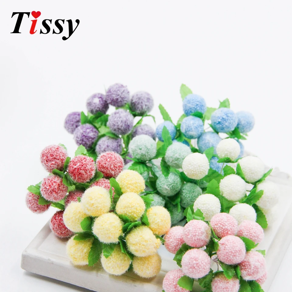 10pcs/lot Mini Artificial Berry Foam Stamen Scrapbooking Flower for Home Wedding Decoration Candy Box crafts Supplies