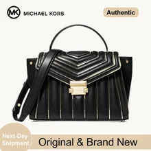 Майкл Корс Whitney Стеганая Кожаная сумка с верхней ручкой(черный/золотой) роскошные сумки для женщин сумки дизайнер от MK