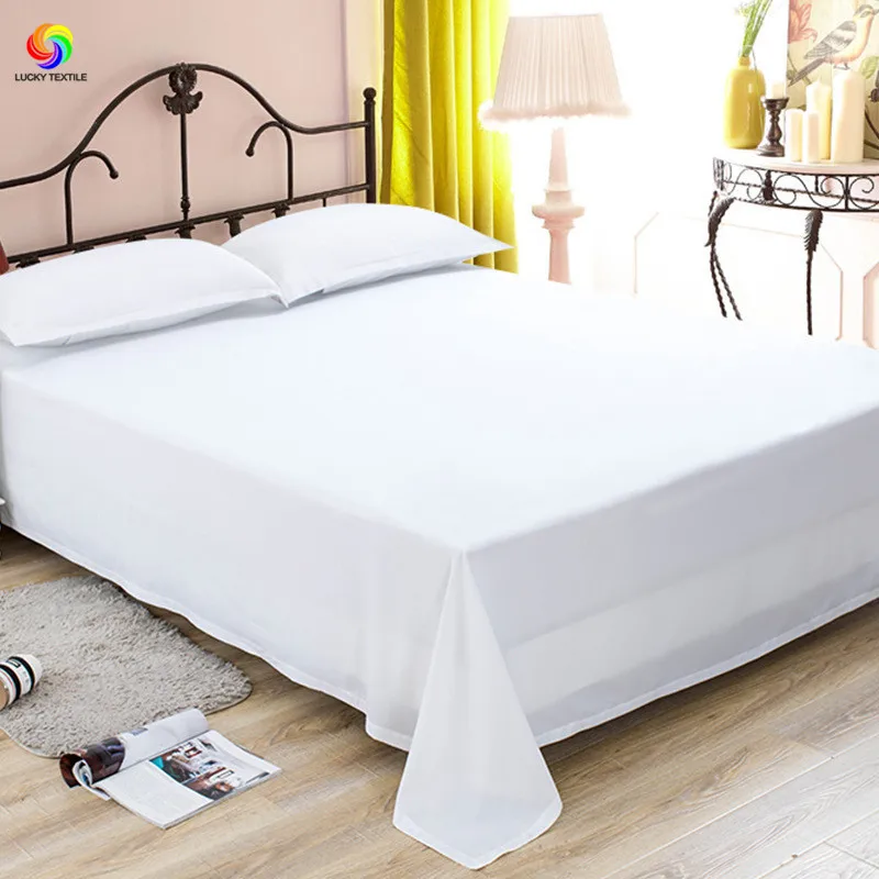 LUCKY TEXTILE 1pc flat sheet white queen king size 100polyester solid