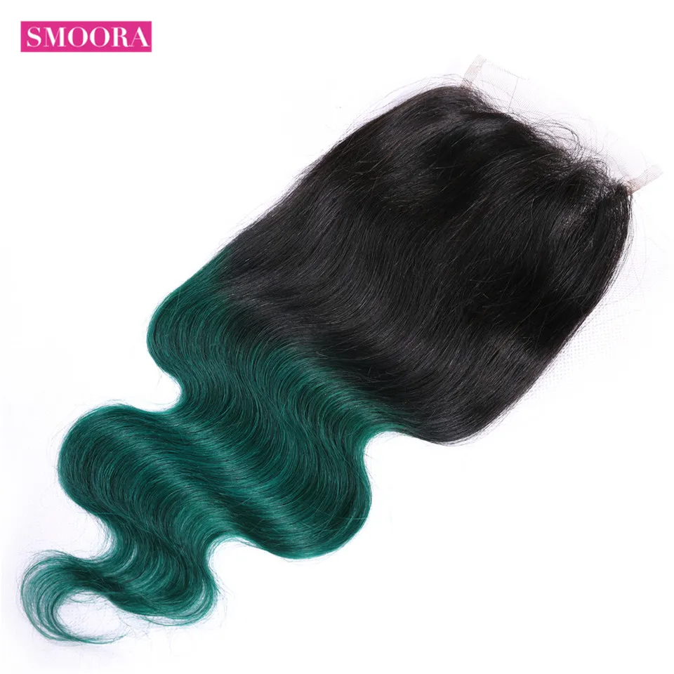 Smoora Ombre Bundles With Closure 1B/Green Two Tone Ombre Human Hair Weave Brazilian Body 3 Bundles Hair With Closure Non Remy Smoora Ombre Bundles With Closure 1B/Green Two Tone Ombre Human Hair Weave Brazilian Body 3 Bundles Hair With Closure Non Remy