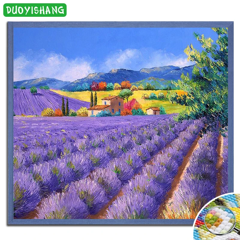 DUOYISHANG 5D DIY Diamond Painting Lavender Flowers Full Square Embroidery Scenery Mosaic Rhinestones Handwork | Дом и сад