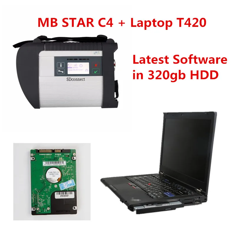 Супер MB STAR C4 SD Подключение+ I5/4G ноутбук T420 с новейшим программным обеспечением 201903 xenter/DAS HDD OBD2 диагностический инструмент