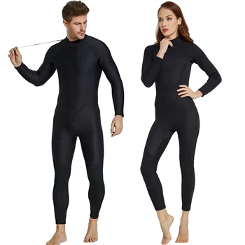 

2mm Mens Women Full Black Wetsuit Neoprene Couple Fullbody One-piece Long Sleeve Diving Suit Lovers Scuba Diving Winter Swimming