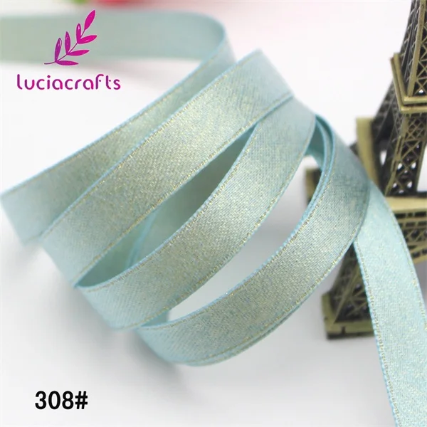 Lucia crafts 6/10/15/22 мм сплошной Цвет полиэстер рождественская атласная лента своими руками шитьё вручную Материал DIY Швейные аксессуары Q0603 - Цвет: 308 blue green 5y