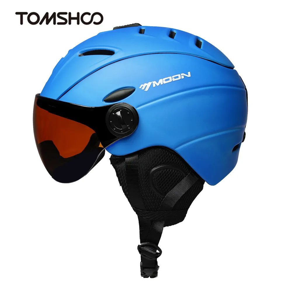 

Integrally-molded Ski Helmet visor Sports Safety CE Skateboard Snowboard Skiing Helmet with Detachable Earmuff Ski Goggles