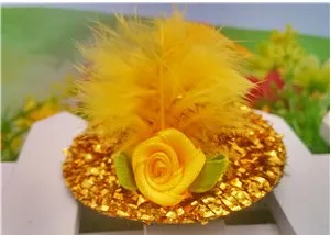 M MISM новая милая шляпа в форме цветка украшение девушки шляпа с перьями заколки для волос Детские аксессуары для волос модные шпильки - Цвет: gold 1